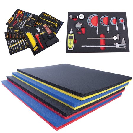5S SUPPLIES Tool Box Foam Insert 2 Color 10.625in x 22.25in Black Top / Red Bottom TSF-1022-BLKRD